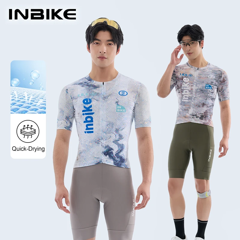 

INBIKE Mens Cycling Jersey Short Sleeve Biking Shirt Clothing Man Moisture Wicking Breathable Bicycle Jersey with 3 Rear Pockets