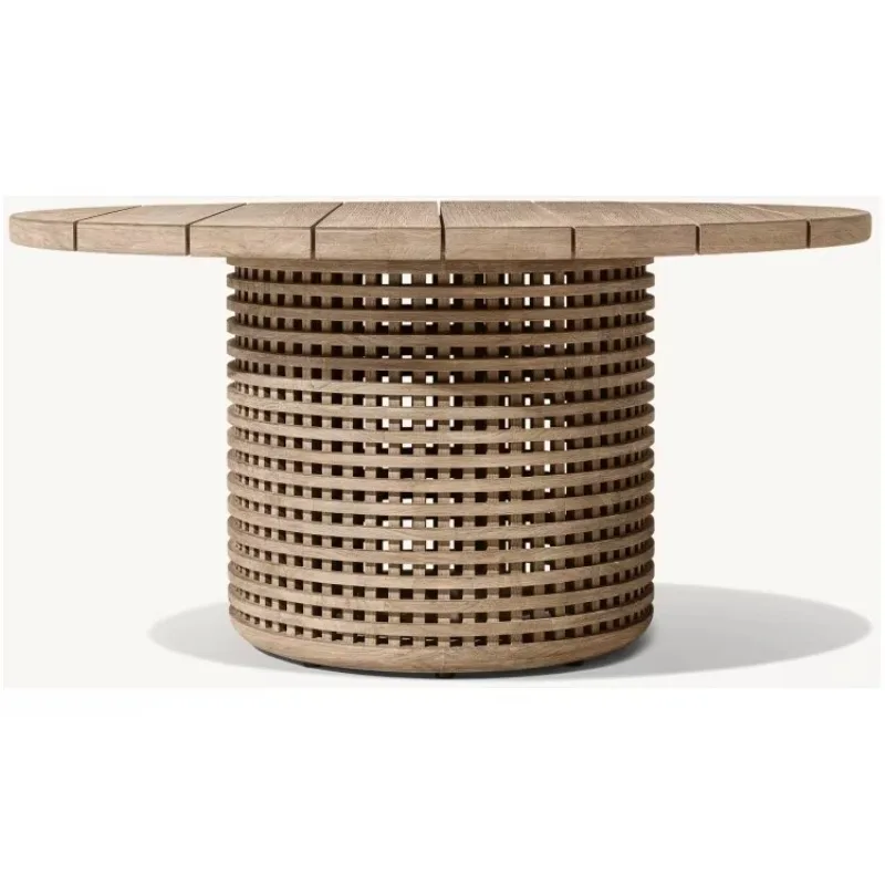 

Garden Luxury Furniture 4 Chairs, Handcrafted Multi-Step Finish Solid Teak Round Dining Table Set