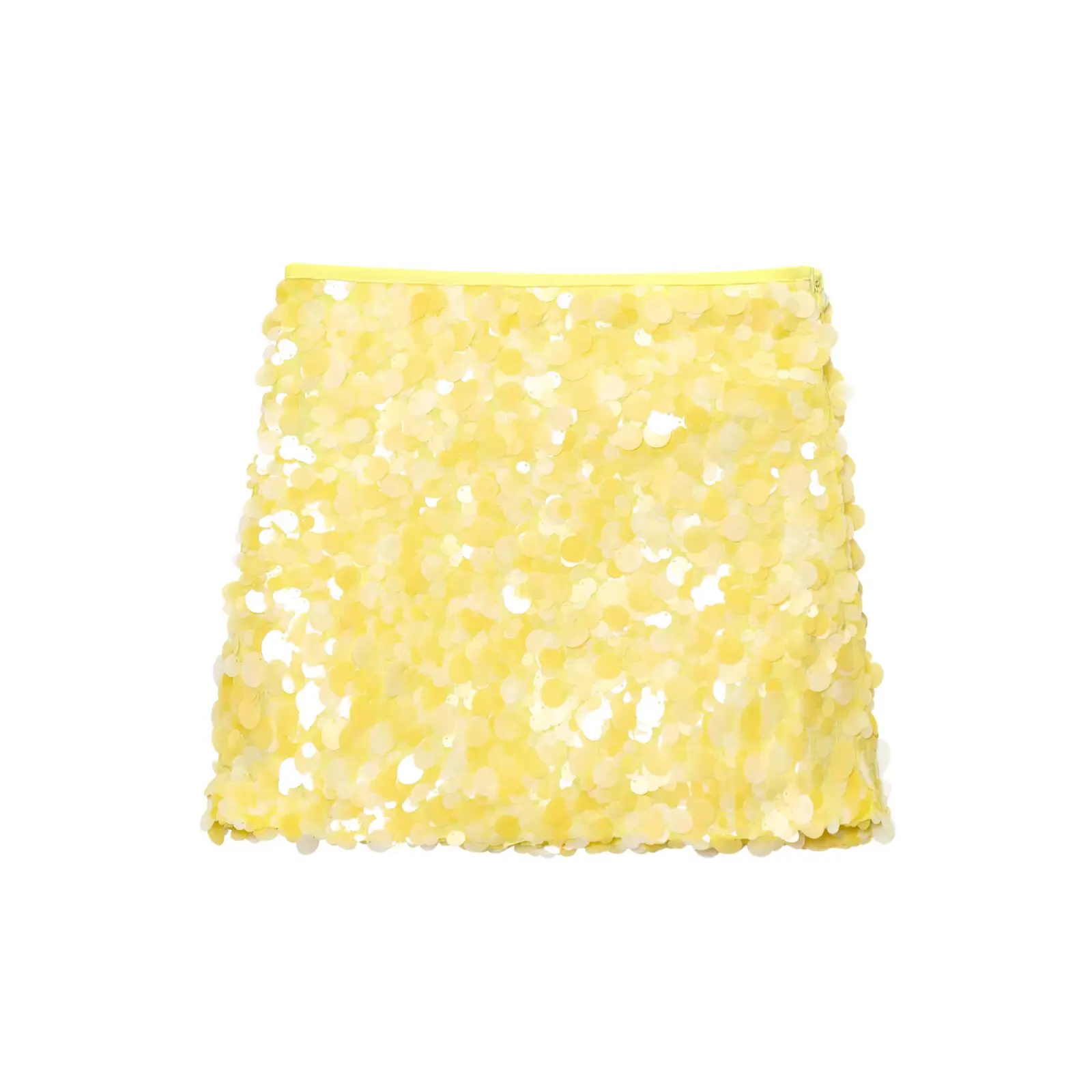 JNLEAOG Primavera Nova Mulher Faion Saia de Lantejoulas Stand Fit A-Line Casual Fibra de Poliéster Design de Cintura Média