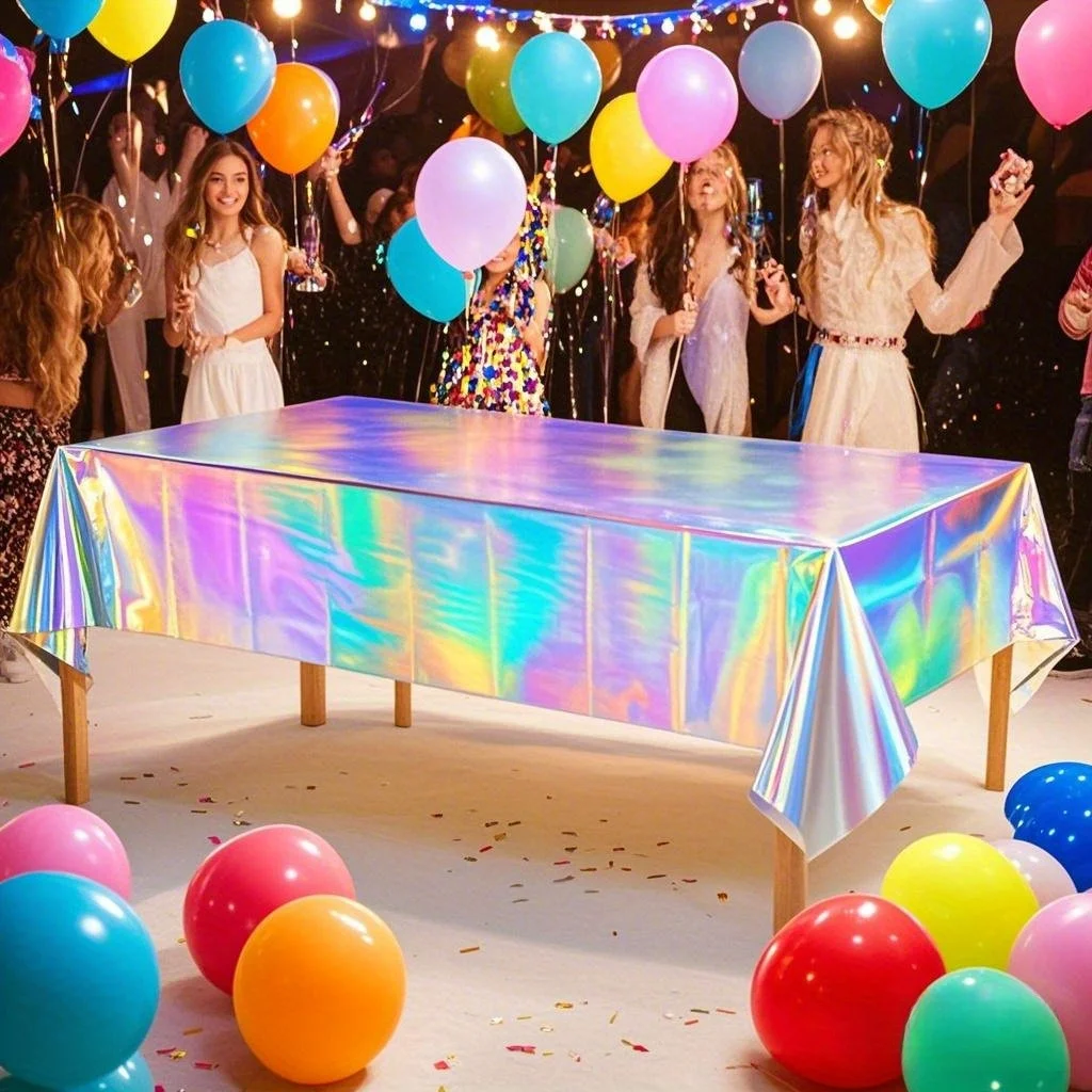 1pc Disposable Colorful Tablecloths, Party Decorations, Birthday Tablecloths, Laser Photo Props, Buffet Tablecloths