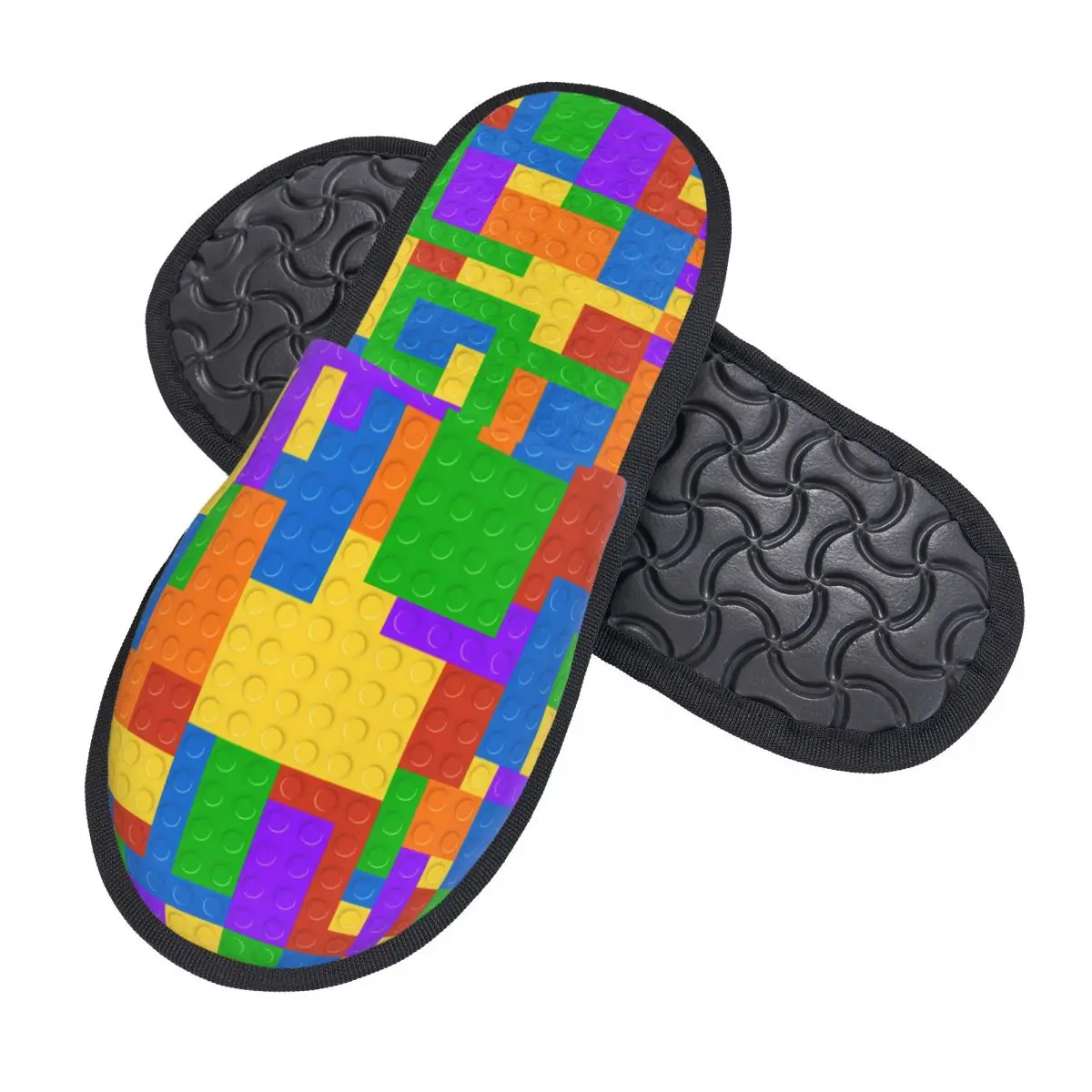 Colorful Building Plastic Brick Toy Blocks Patterns Guest Slippers for Bathroom Women Custom Print House Slipper