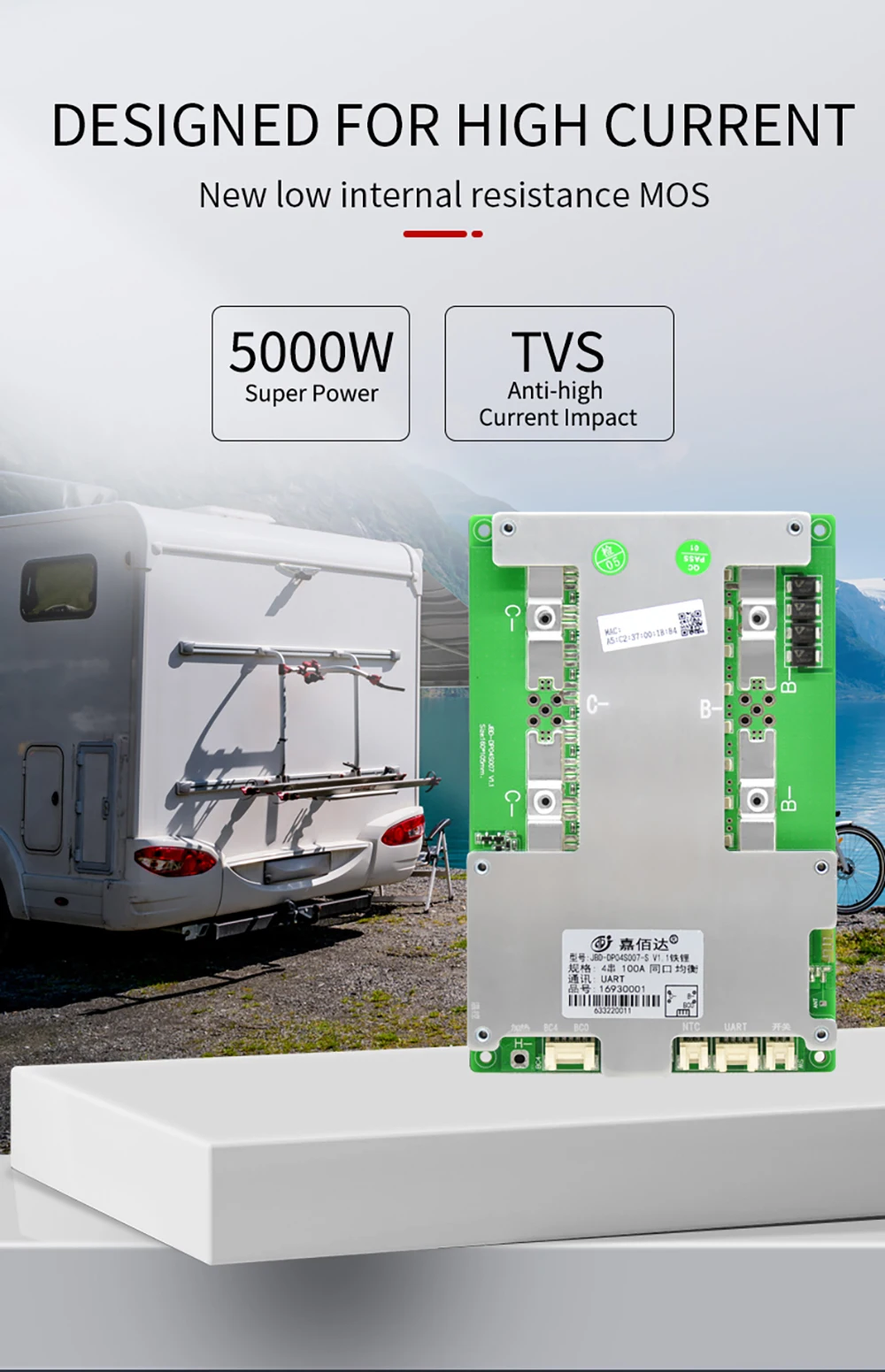 Imagem -05 - Placa de Proteção de Bateria de Lítio Bluetooth Embutido Balanço Smart Bms Armazenamento de Energia rv 4s 12v Lifepo4 100a 120a 150a