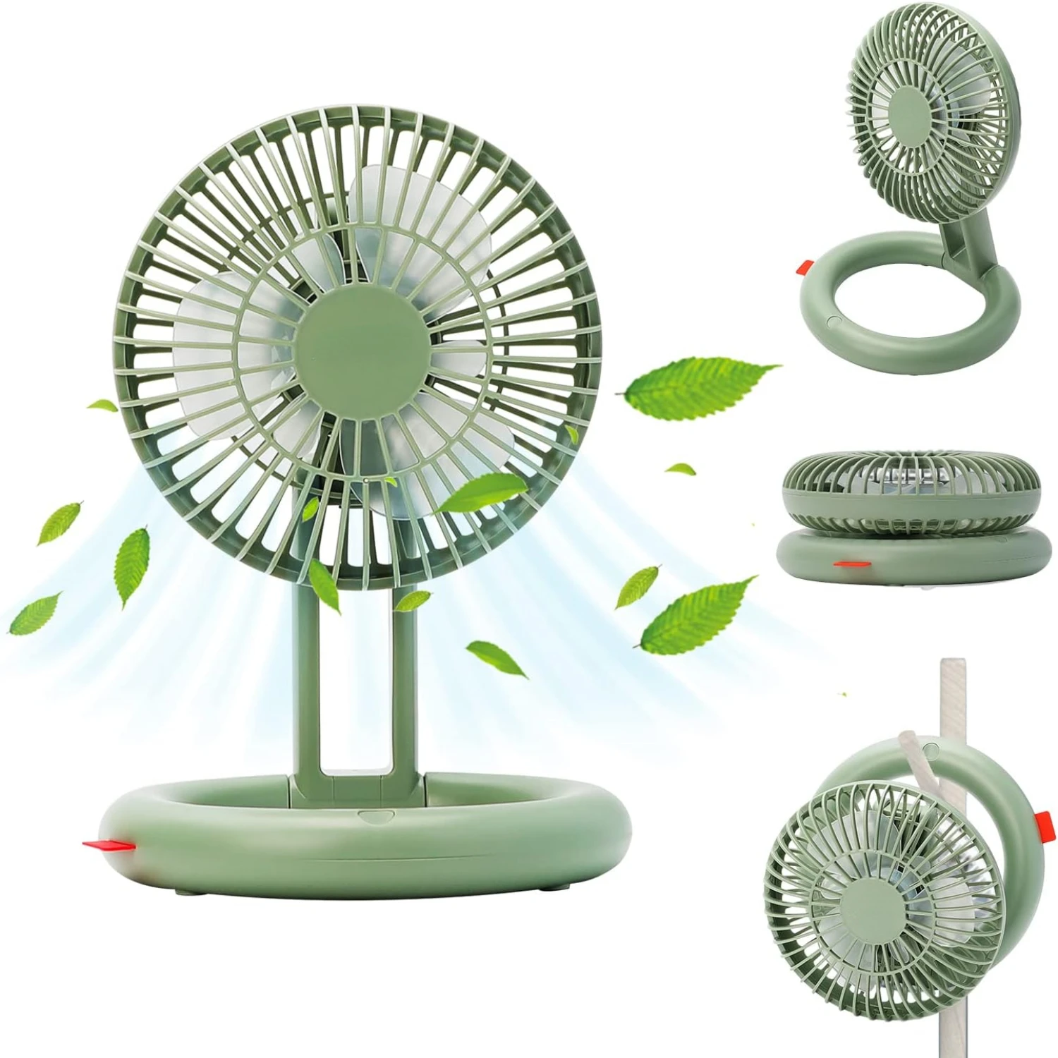 

Stay Cool with this Efficient, Convenient, and Compact White Mini Oscillating Desk Fan - Portable Handheld Camping Fan with Rech