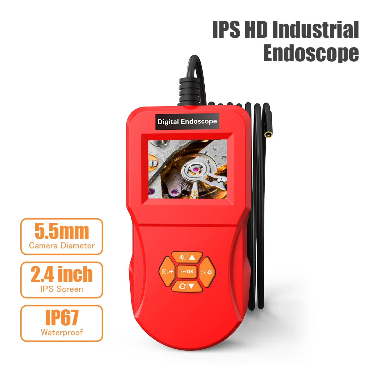 2.4Inch 5.5MM 2MP1080P  Endoscope Inspection Otoscope Camera CMOS Borescope  Digital Microscope