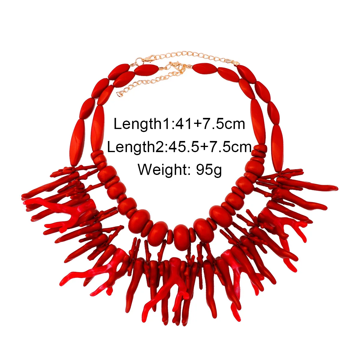 KMVEXO 2Pcs Goth Red Resin Coral Big Necklaces for Women Vintage Multilayer Beaded Chain Choker Necklace Halloween Party Jewelry