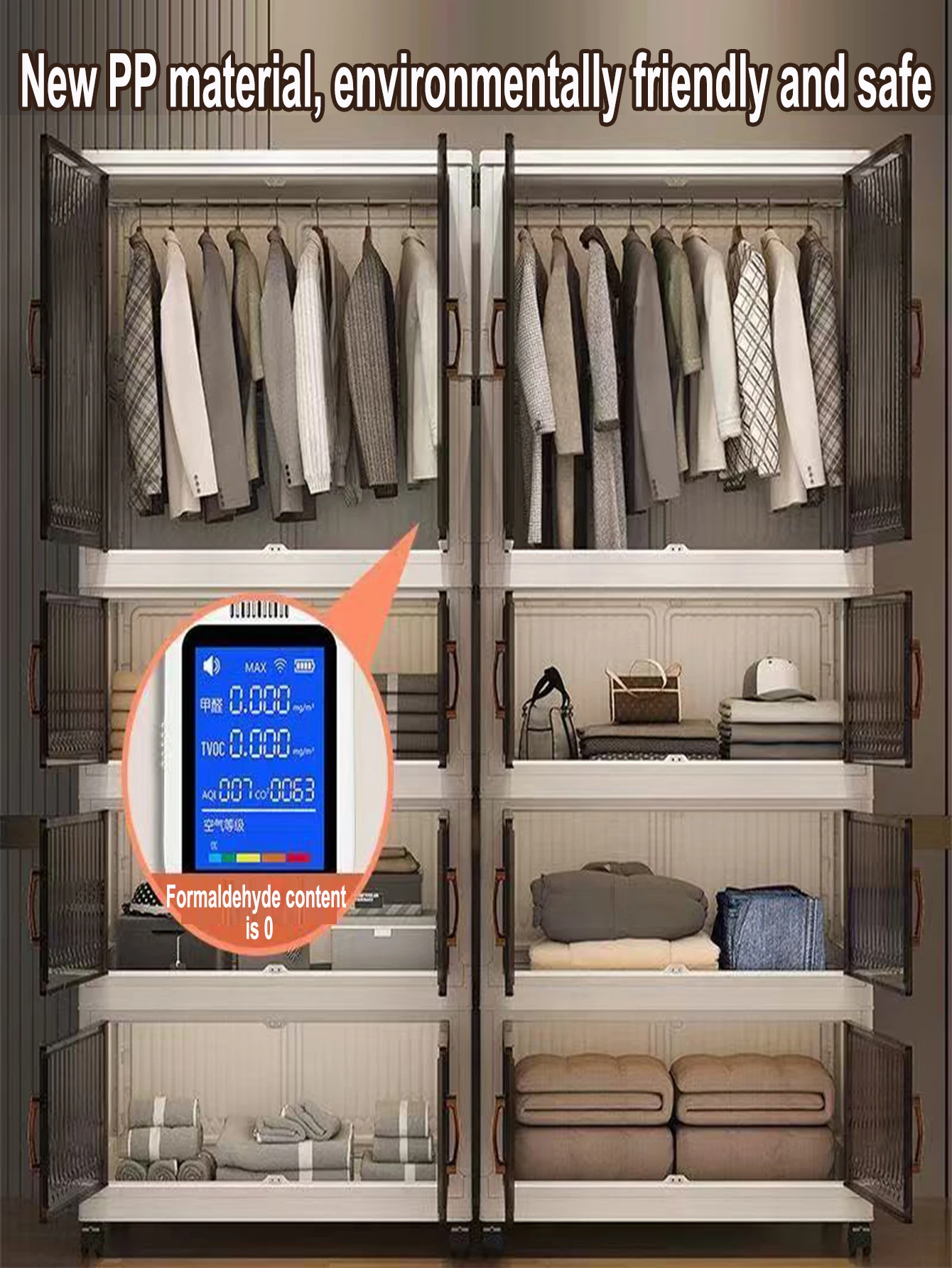 خزانة ملابس بباب مزدوج، خالية من التركيب، خالية من درج الطفل، سعة كبيرة، خزانة غرفة المعيشة، خزانة الوجبات الخفيفة، خزانة غرفة النوم #6