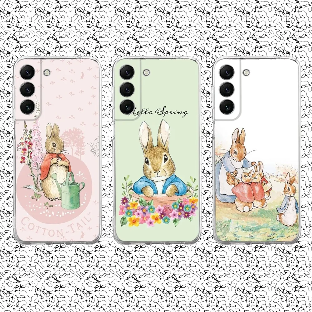 

Cute P-Peter Rabbit Phone Case Silicone For Samsung S30,S23,21,22,20 Ultra,S20 FE lite,S10,9,PIus Note20ultra Cover Clear