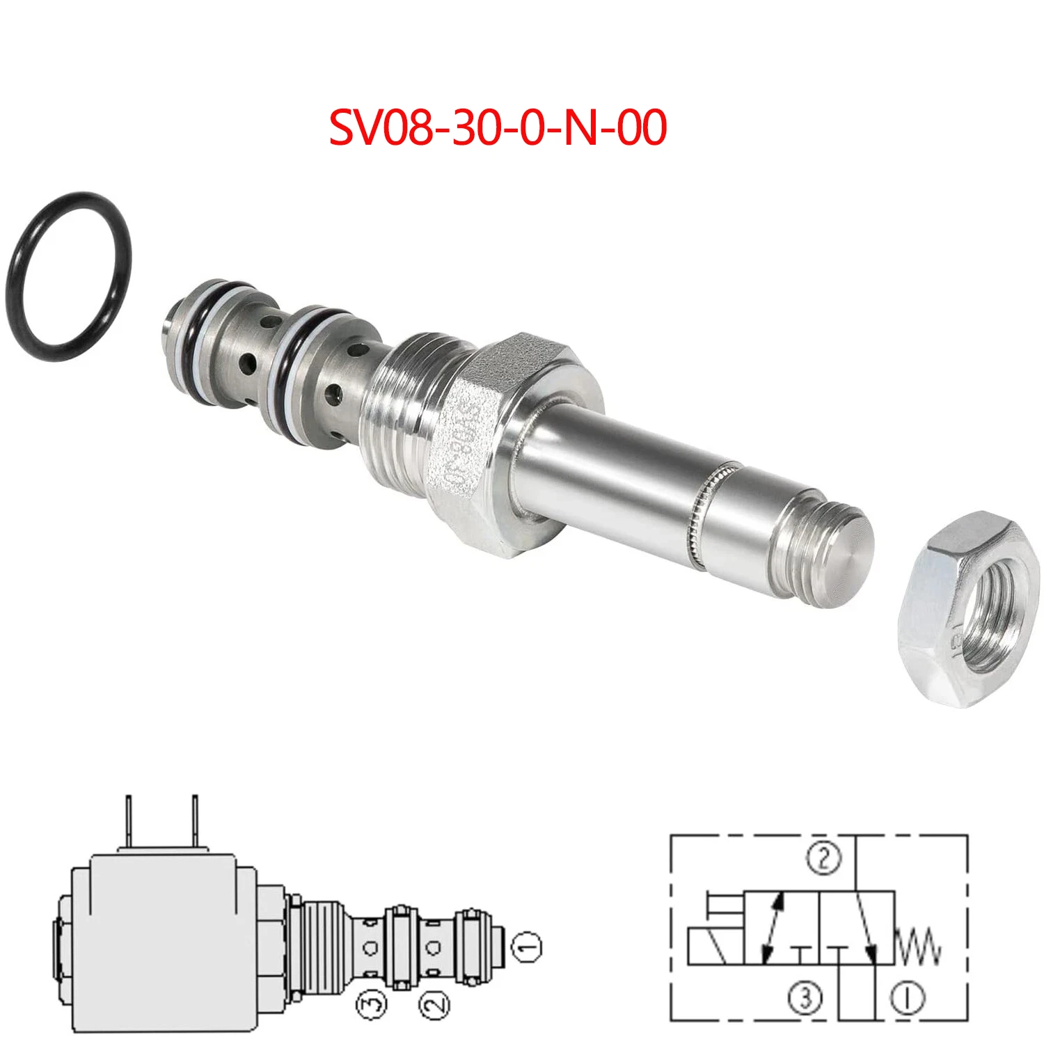 

3-Way 2-Position SV08-30-0-N-00 Solenoid Operated Cartridge Selector Valve Compatible with Hydraforce SV08300N00