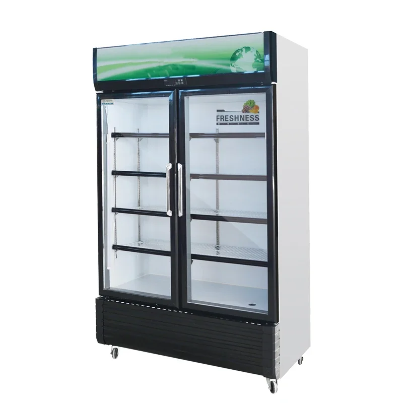 2 doors beverage display refrigerator fan cooling commercial refrigeration Economic bar beverage chiller