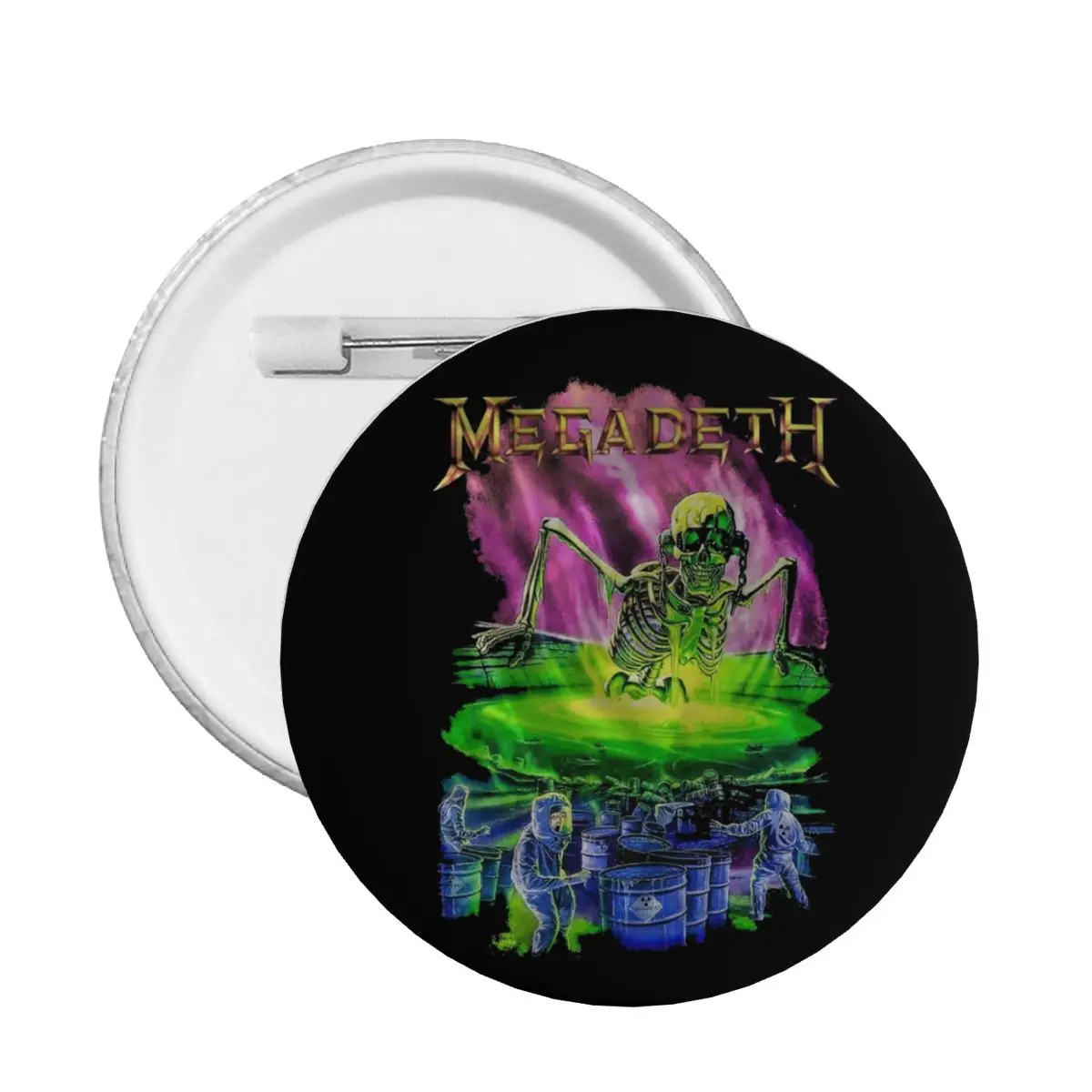 Megadeths Purple Skull Pin Back Buttons Personalize Heavy Metal Band Brooch Badge for Backpack Pinback Birthday Gift