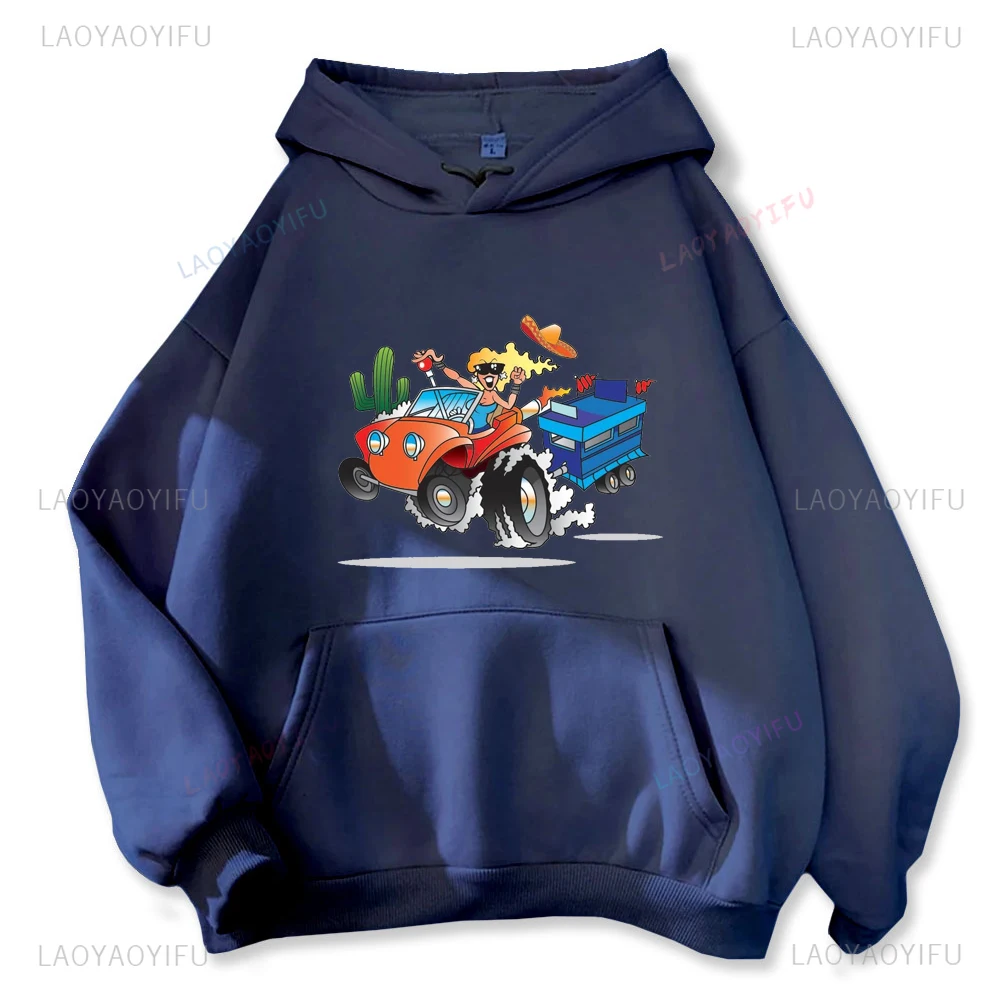

Speed Buggy Print Autumn/winter Hoodie for Both Men and Women Long Sleeve Round Neck Hooded Jumper for Both Men and Women