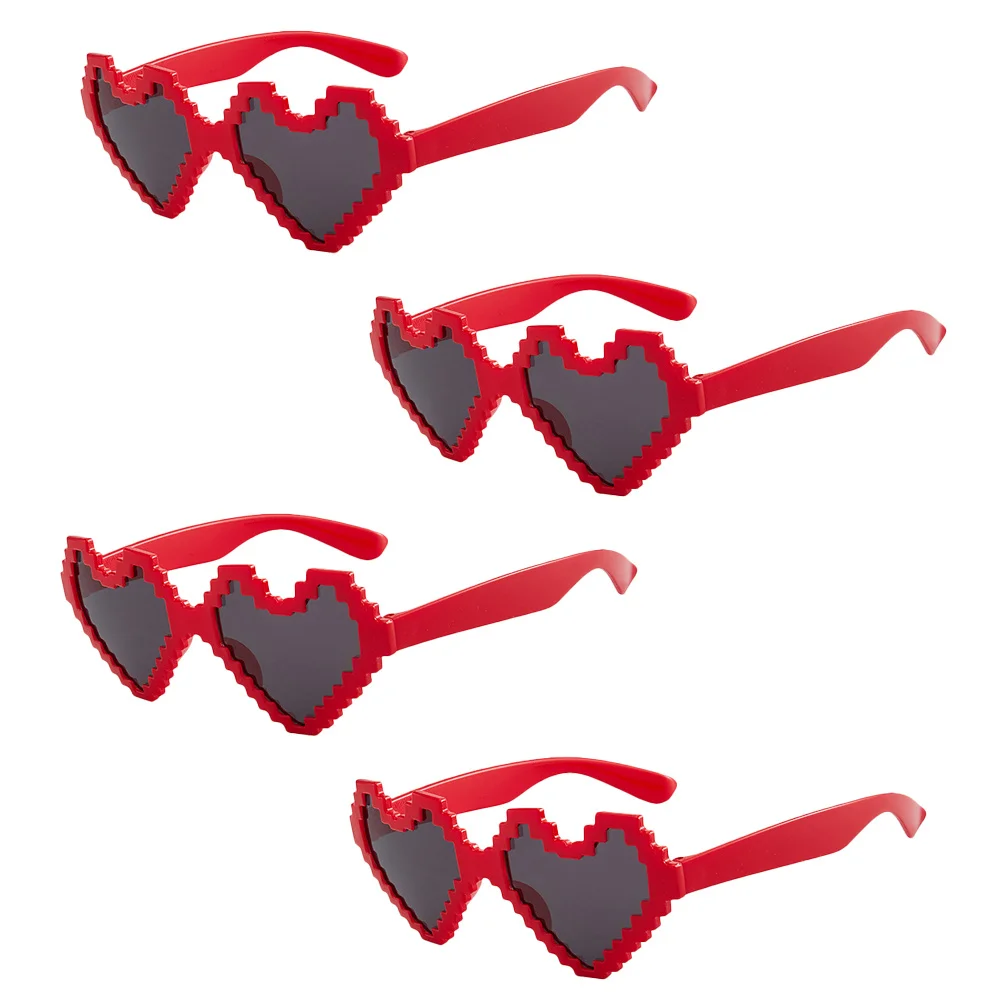 

4Pcs Heart Shaped Love Glasses Mosaic Style Funny Photo Props Party Favors Fashionable Unisex Eyewear for Graduation Beach