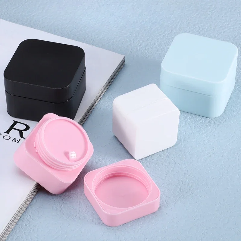 5PCS 10-50g Empty Plastic Nail Art Cosmetic Square Containers Jar Small Sample Cream Pot Nail Gel Powder Box Makeup Lotion Tool