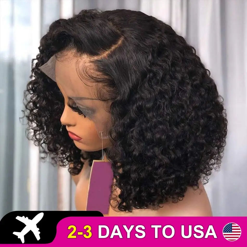 Brazilian Deep Wave HD Lace Front Human Hair Wig Short Bob 250% Hd Transparent 13x4 13x6 Lace Frontal Wigs For Women