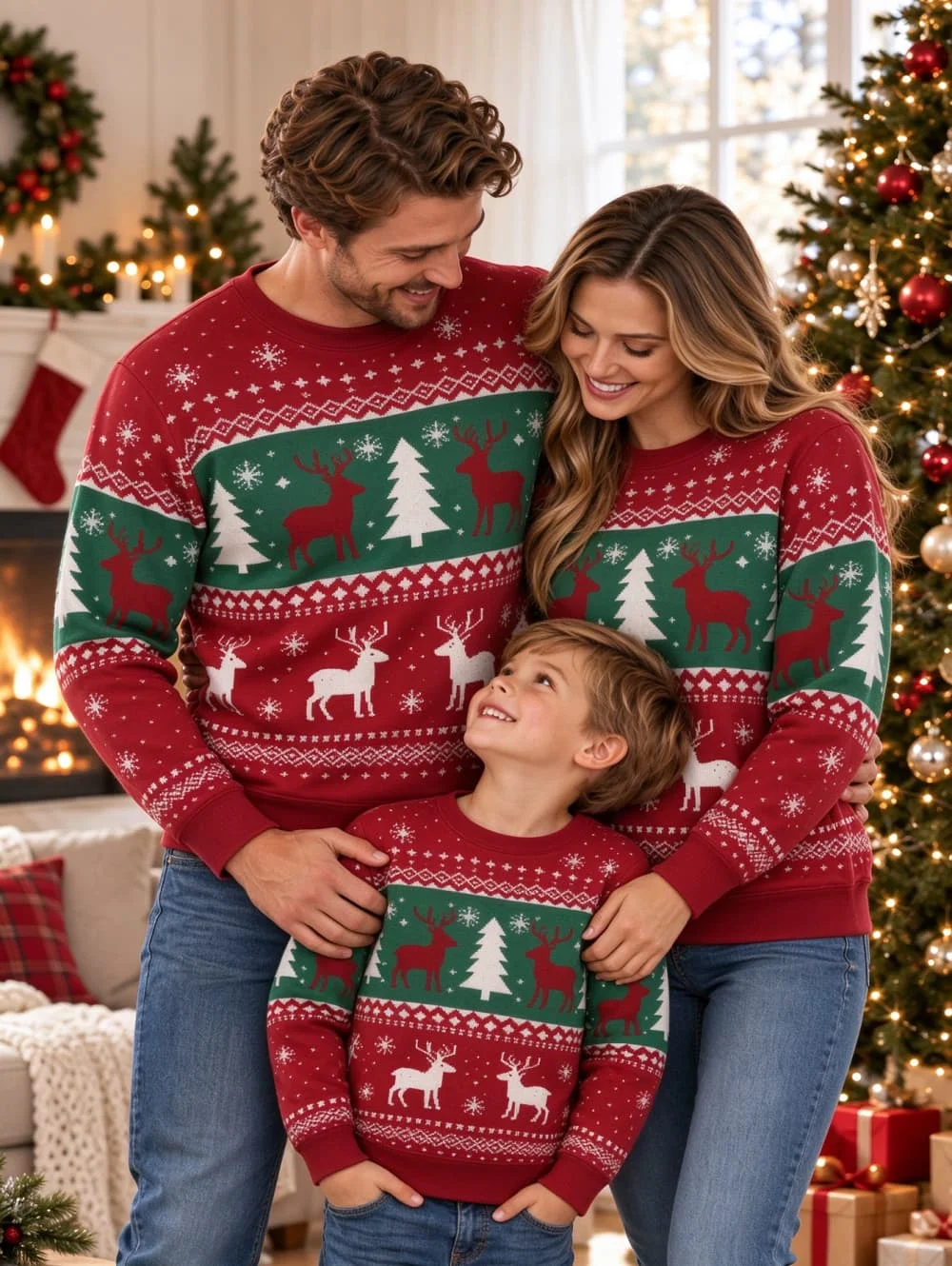 Family Christmas Day Matching Outfits Children Adults Festival Sweatshirt Adult Kids Cartoon Santa Claus Pullover Tops Clothing