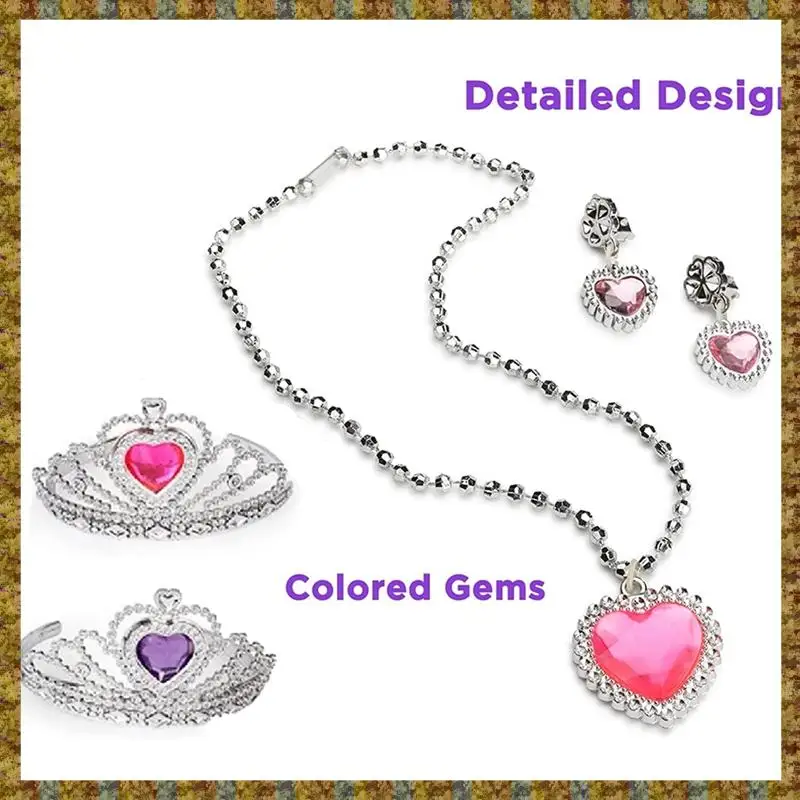 Princesa vestir sapatos para crianças princesa saltos tiaras e conjunto de jóias presentes da criança para idades 3, 4, 5, 6, presente de aniversário b