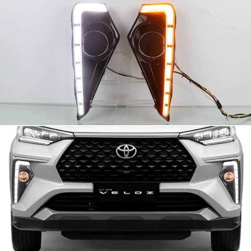 

For Toyota Veloz 2021 2022 2023 12V LED Daylights With Turn Signal DRL Car Daytime Running Light Auto Stylish Fog Lamp