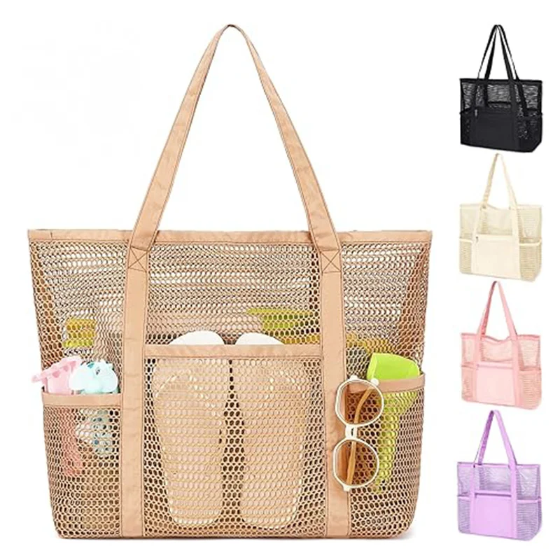 

Large mesh beach bag, large capacity one shoulder handheld shower storage bag, swimming swimsuit storage bag