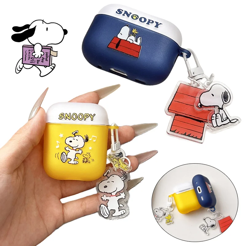 سنوبي حقيبة سماعة الاذن ل Airpods 1/2 3 4 Pro الكرتون بولي TPU سماعة لاسلكية تعمل بالبلوتوث سماعة الغطاء الواقي الملحقات مع سلسلة المفاتيح