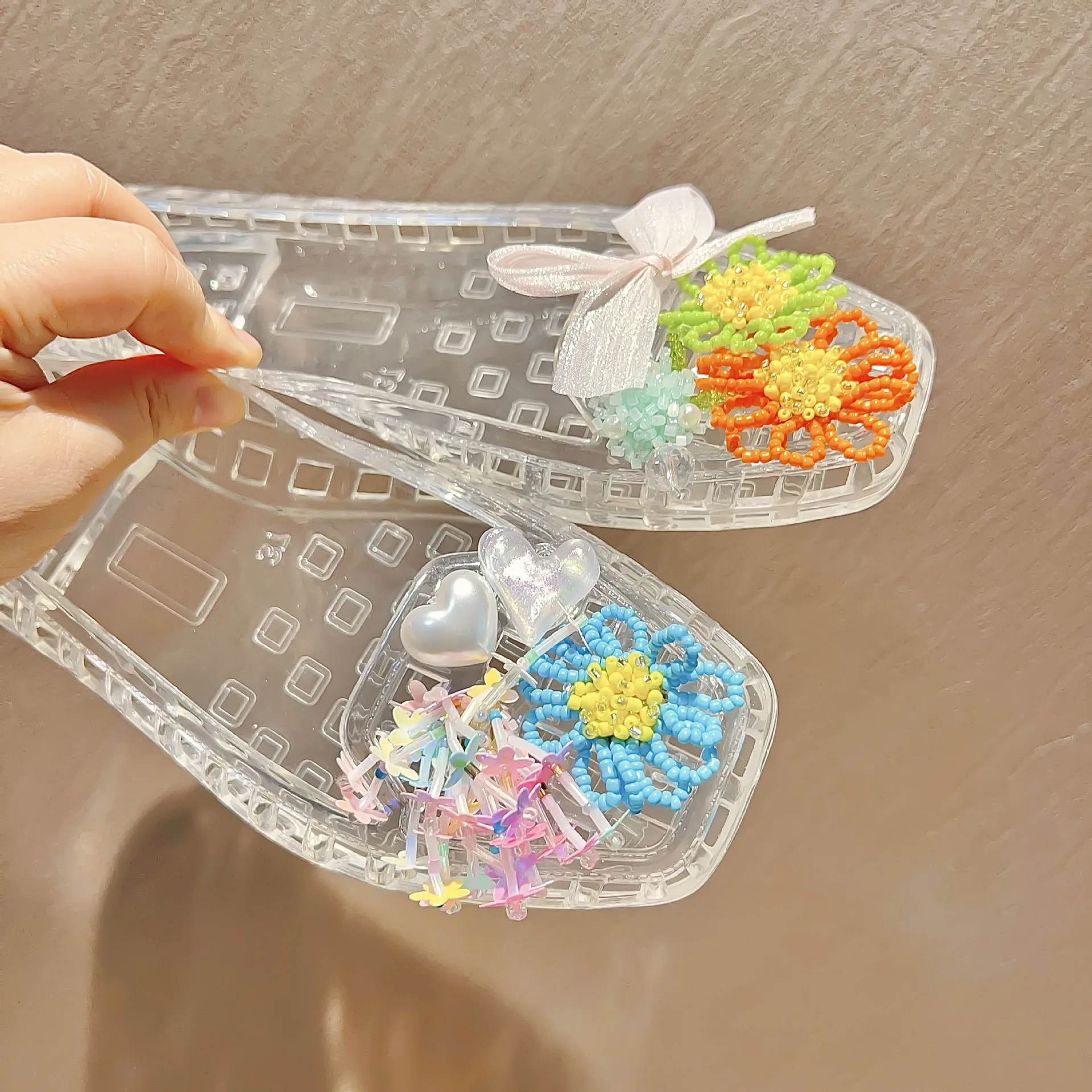 Dopamine Handmade Beaded Shoe Charms Woman Korean Style Crystal Flower Jelly Shoe Decorations Girls Luxury Colorful Clogs Buckle