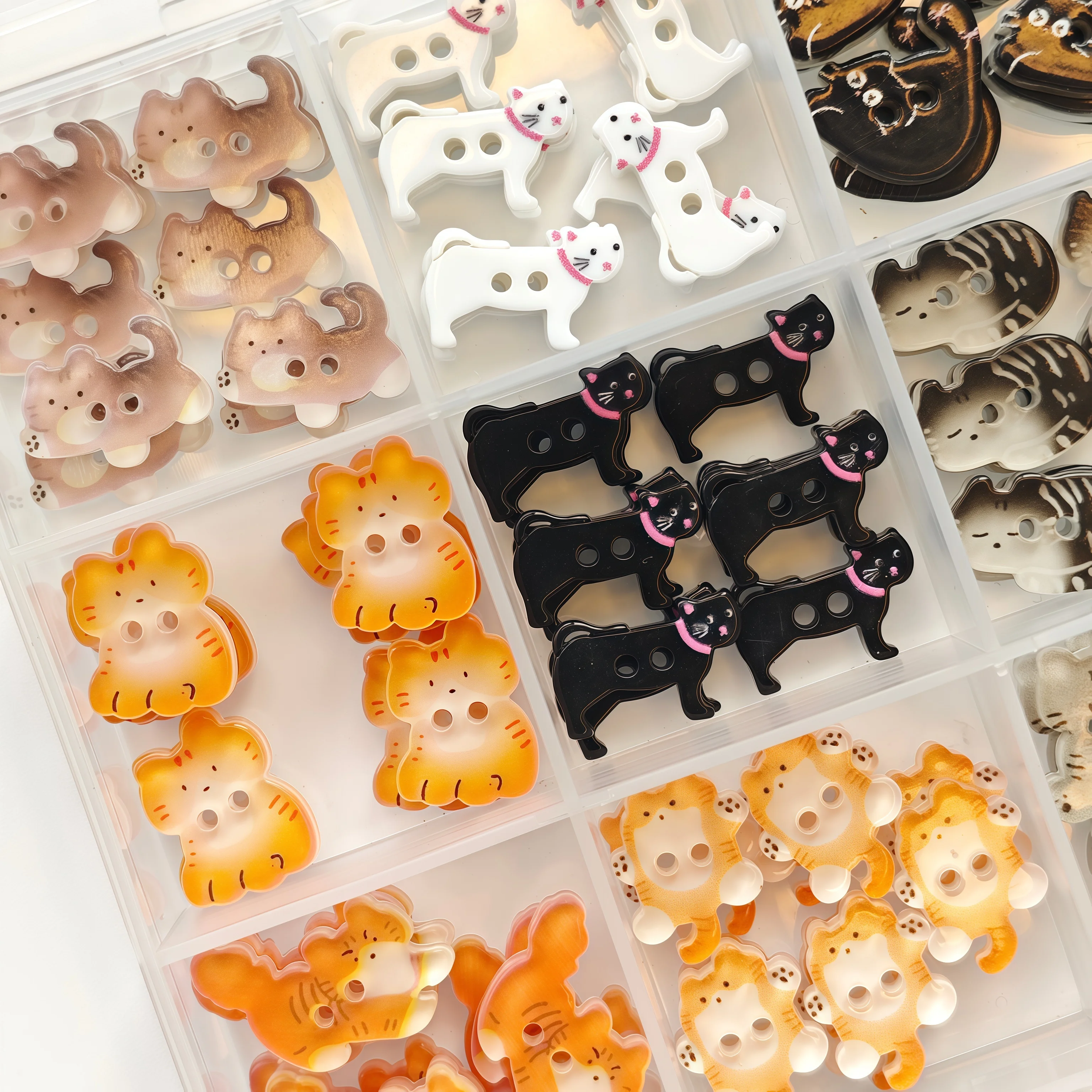 90-Pack Boxed Cat Buttons - Black & White Cartoon Animal Buttons for Sweaters, Cardigans, DIY Sewing & Scrapbooking