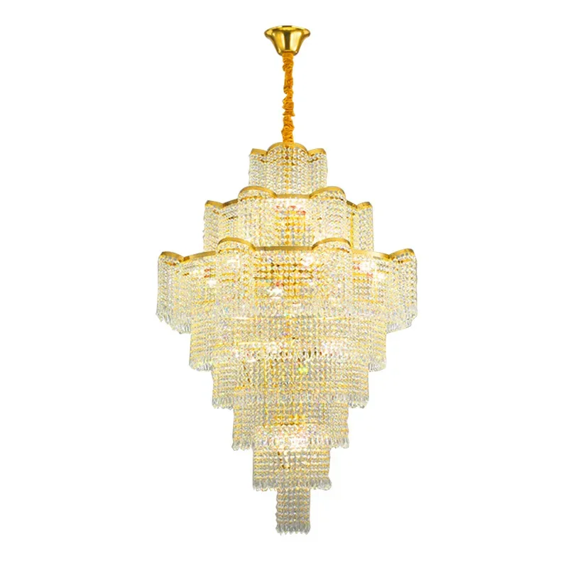 

Light luxury living room lamp, French loft villa chandelier, new stair crystal in duplex building
