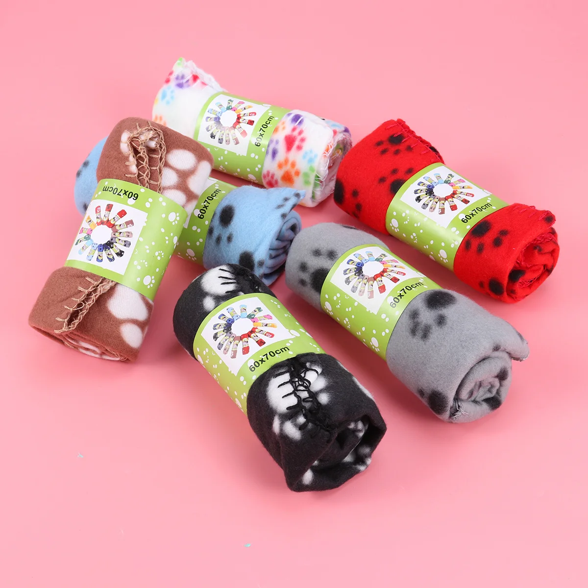 

6Pcs Double Sided Fleece Pet Blanket Soft Warm Animal Paw Design Perfect for Dog Cat Puppy Kitten Bed Mat 60x70cm No Shedding