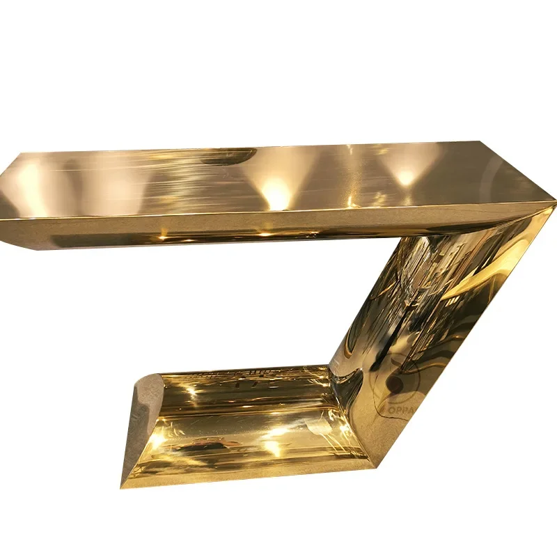 Entrance Hall Cabinet Stainless Steel Rock Slab Top Bright Platform Home Furniture