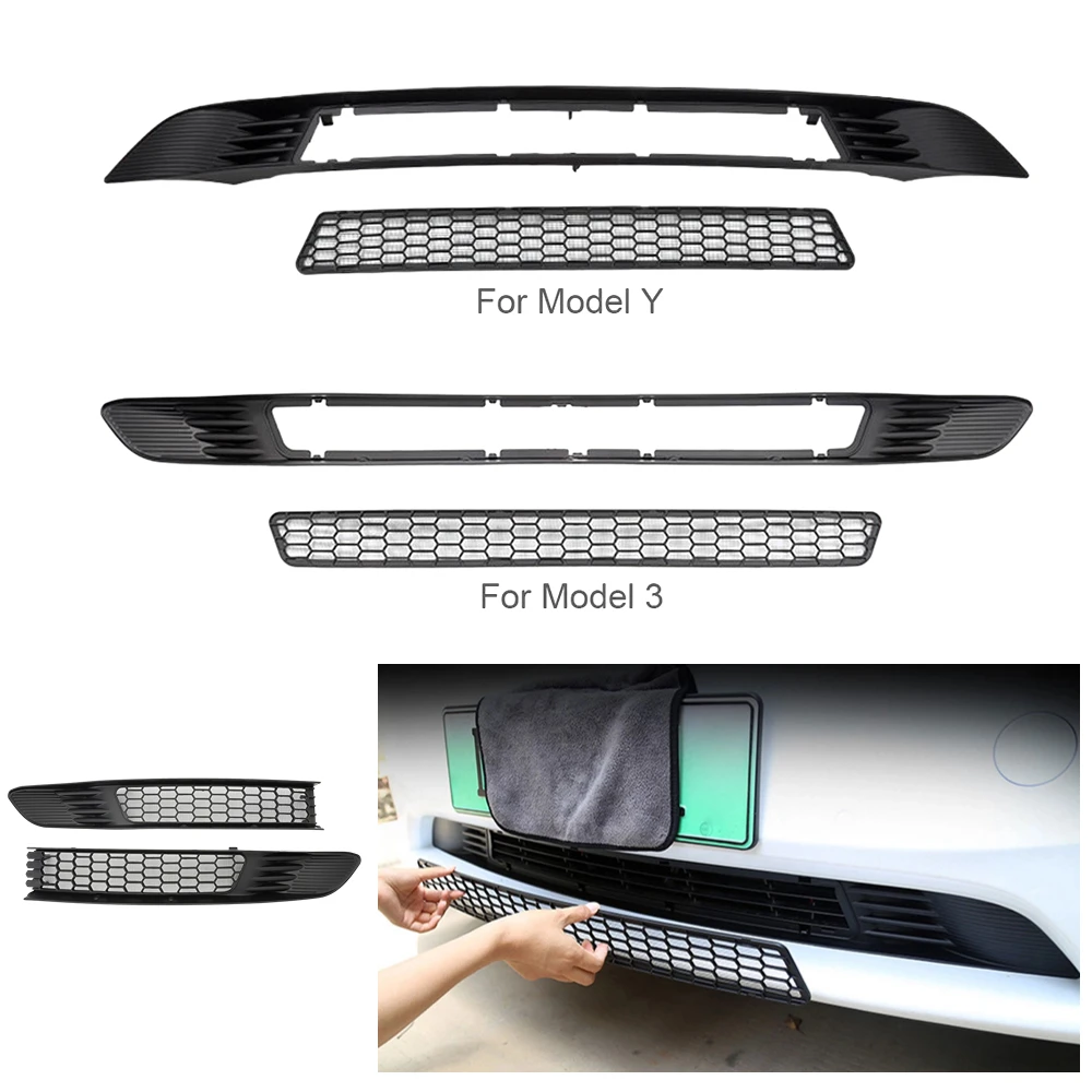 For Tesla Model 3/Y Car Lower Bumper Anti Insect Net Radiator Protective Mesh Grill Panel Upgraded Anti-insect Front Mesh Grille