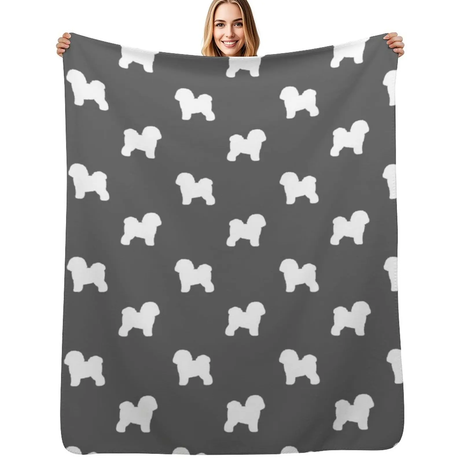 Bichon Frise Silhouette(s) Throw Blanket Thin Stuffeds Thermals For Travel Warm Soft Soft Big Blankets