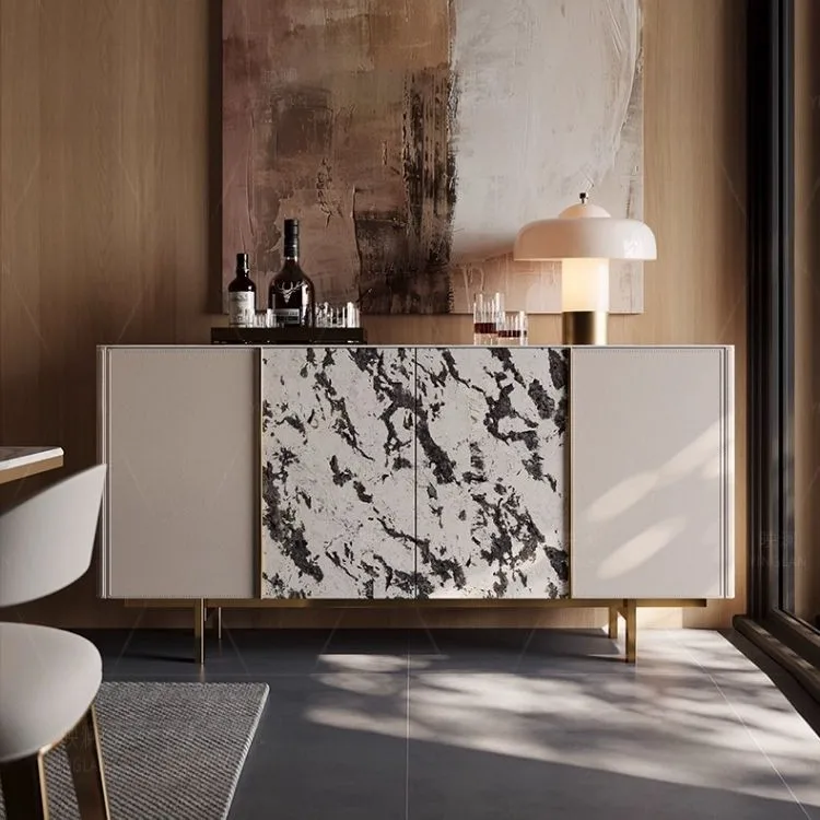 YJQ Italian light luxury minimalist rock slab door cabinet household modern simple storage side cabinet