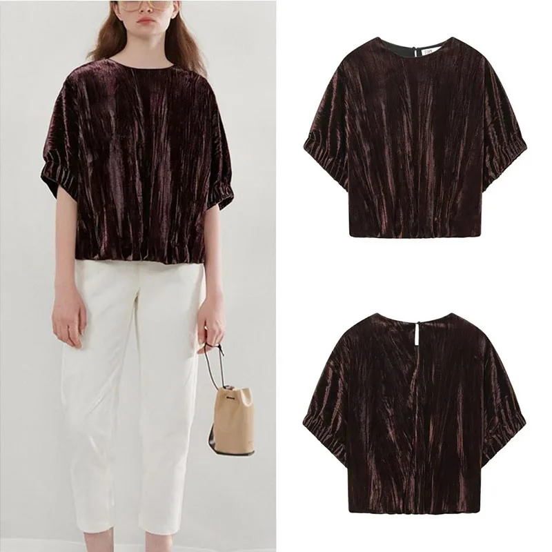 

Европейский и американский стиль, осень/зима 202, новый женский модный многофункциональный однотонный бархатный топ в стиле воздушного шара