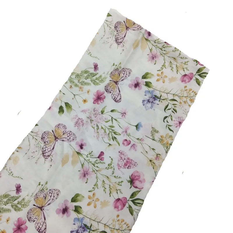 100% Cotton viaPhil Flower Butterfly Series Printed Fabric Patchwork Cloth Dress Home Decor