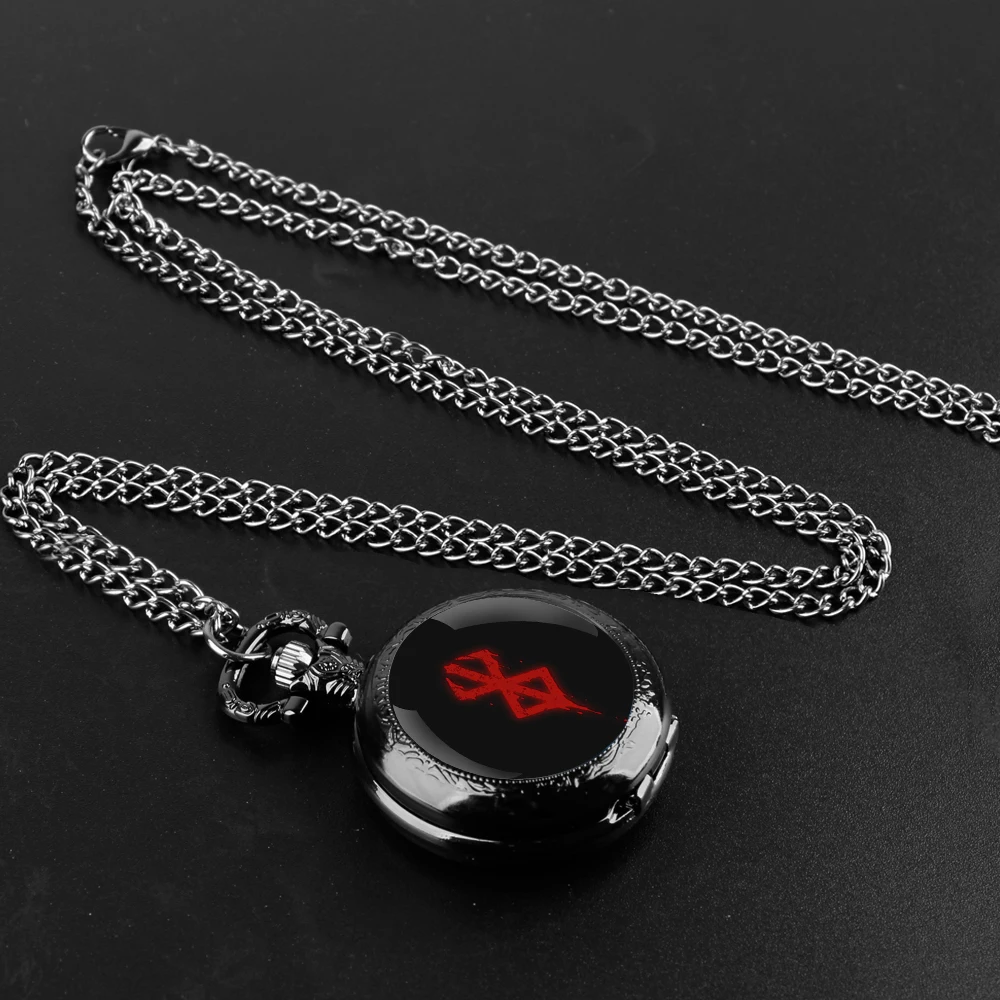 Exquisite Anime Berserk Glass Dome Quartz Pocket Watch Arabic numeral Necklace Pendant Gifts For Women Man with Chain