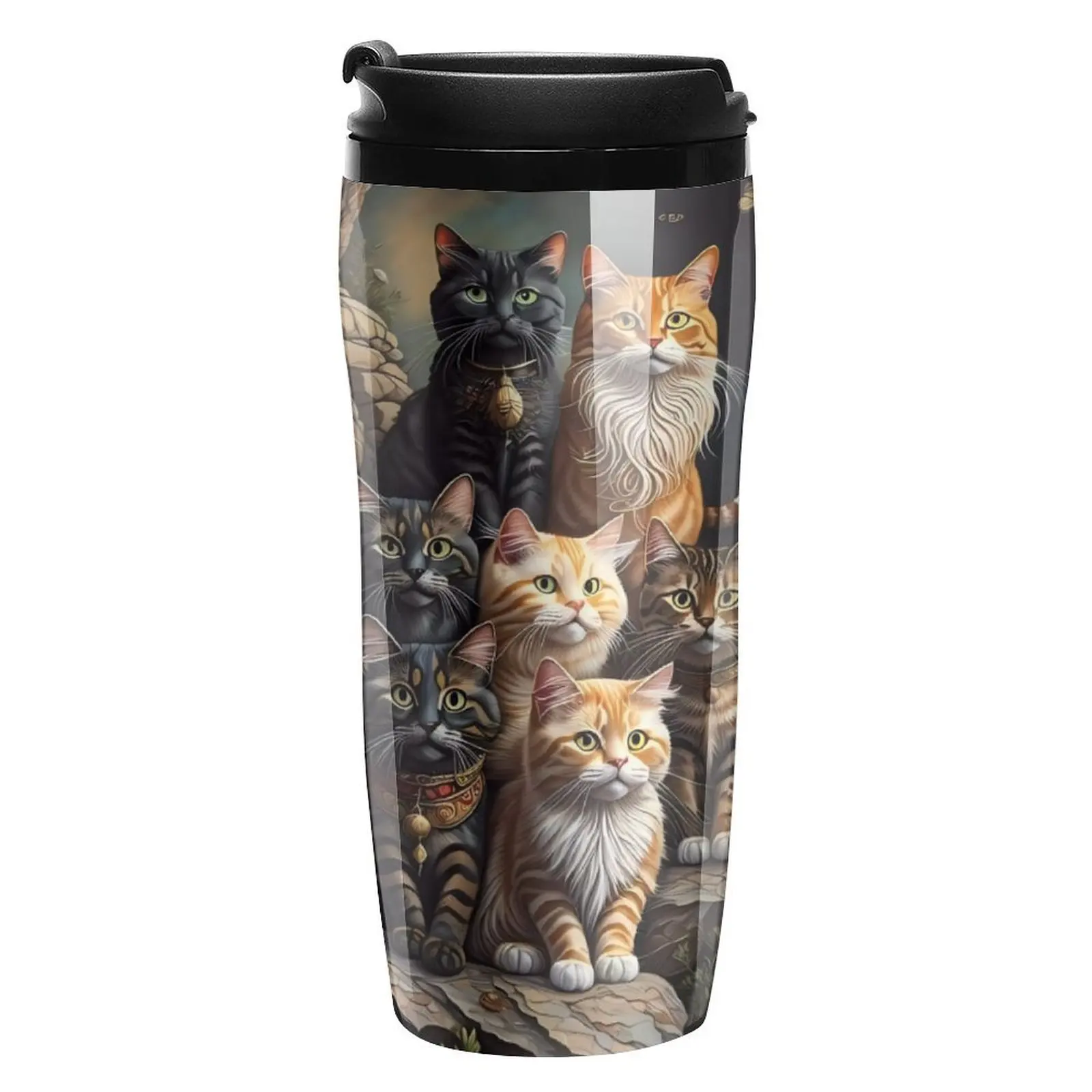 Kawaii Cats Coffee Mug to Go Colorful Animal Print Camping Sublimation Water Bottle Keep Heat Plastic 350ml Plastic Cup