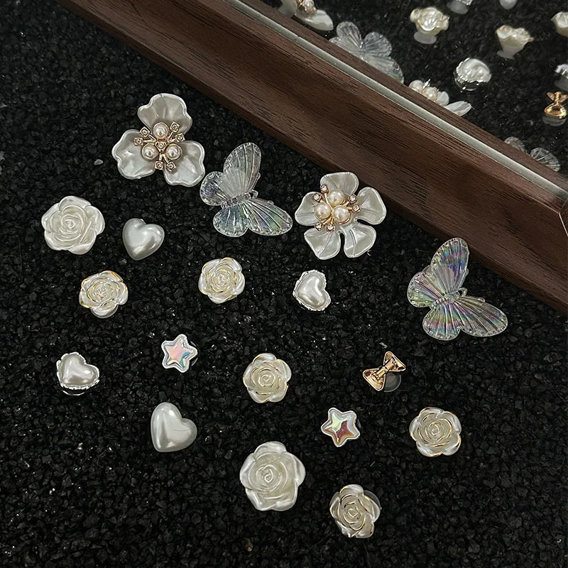 White Flower Butterfly Pearl Heart Shoe Charms Clog Shoes Decorations DIY Accessories for Garden Sandals Women Girls Gifts