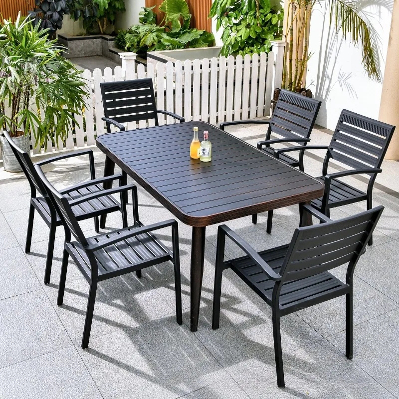 

Leisure aluminum alloy outdoor table and chair courtyard simple waterproof and sunscreen outdoor table and chair open-air terrac