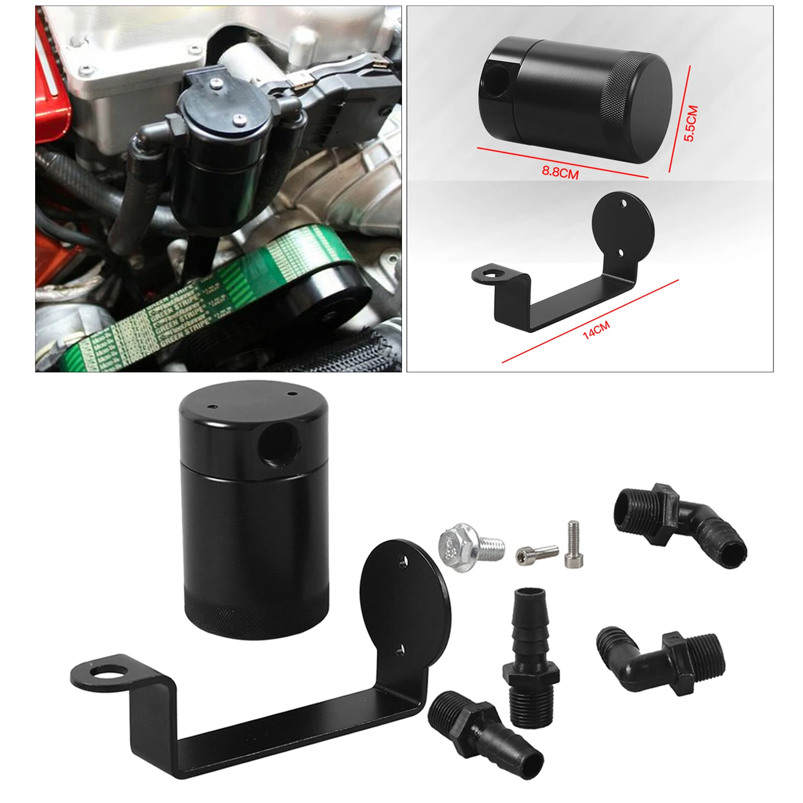 Jlt Oil Separator Performance Catch Tank Fit for Charger Hellcat 15-20 Passenger Side Black 3060P-B Replace