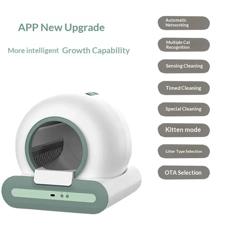

Smart Fully Automatic Cat Litter Box, Sensor Cleaning, Large Capacity Odor Control Enclosed Anti-Splash Kitty Toilet for Indoor