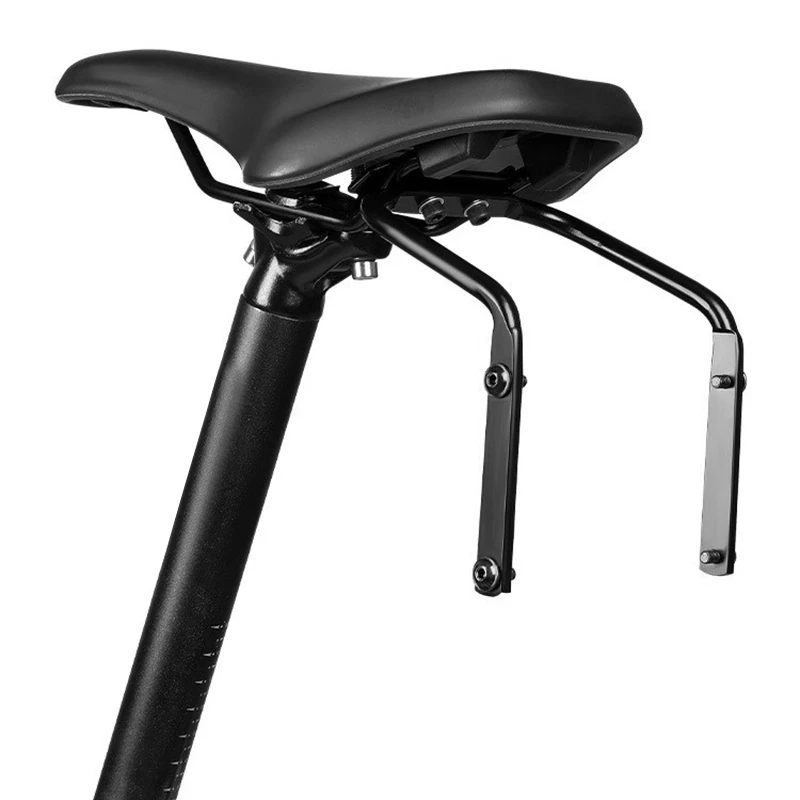 Soporte estabilizador de sillín de bicicleta de aleación de aluminio, soporte de montaje para asiento trasero, soporte para portaequipajes, marcos de estante de soporte, color negro