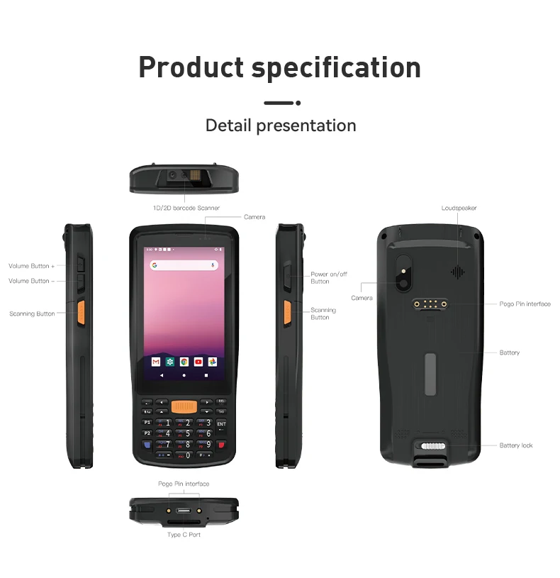 4inch Wholesale OEM ODM Digital Keyboard Android 11 Data Collector IP68 8-Core Mobile Computer Smartphone Handheld Terminal PDA