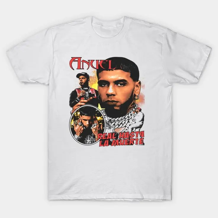 Camiseta gráfica de manga corta para hombre, ropa de calle Unisex, rapero Anuel Aa Real Hasta La Muerte, Hip Hop