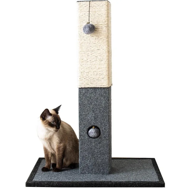 Sleek Playtime Cat Scratching Post with Interactive Toys