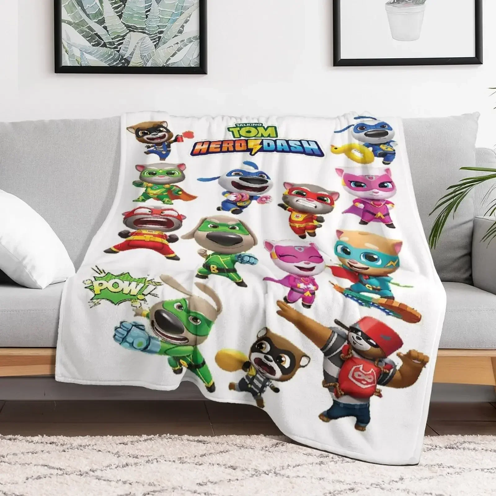 

Talking Tom Heroes Throw Blanket decorative Bed linens Cute Plaid Decorative Throw Blankets