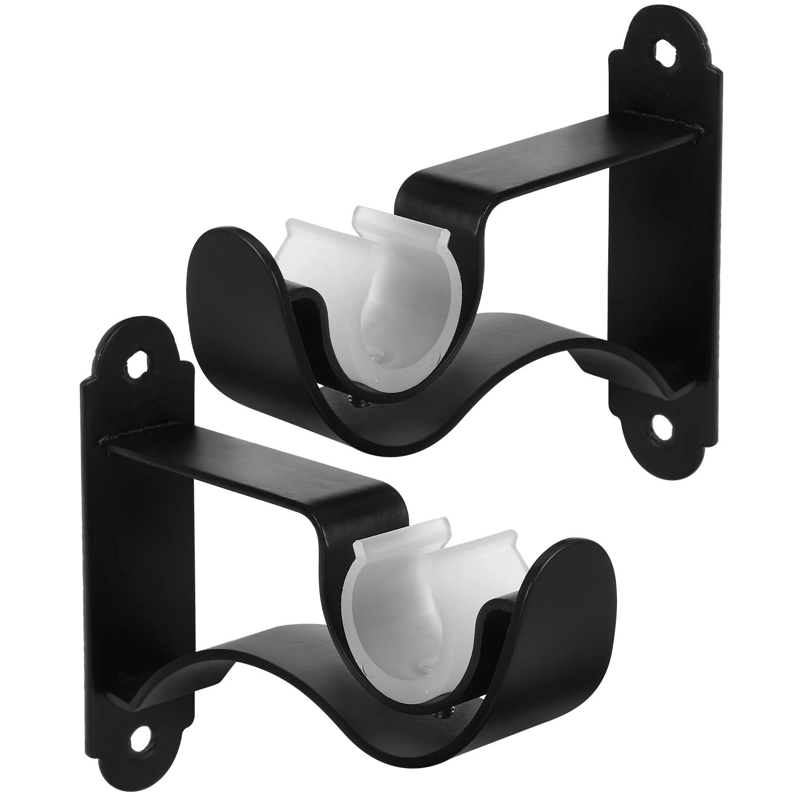 

2pcs Black Curtain Rod Brackets Easy Install Compact Size Shower Stabilization Wall Mounted Hardware Accessories Iron Material