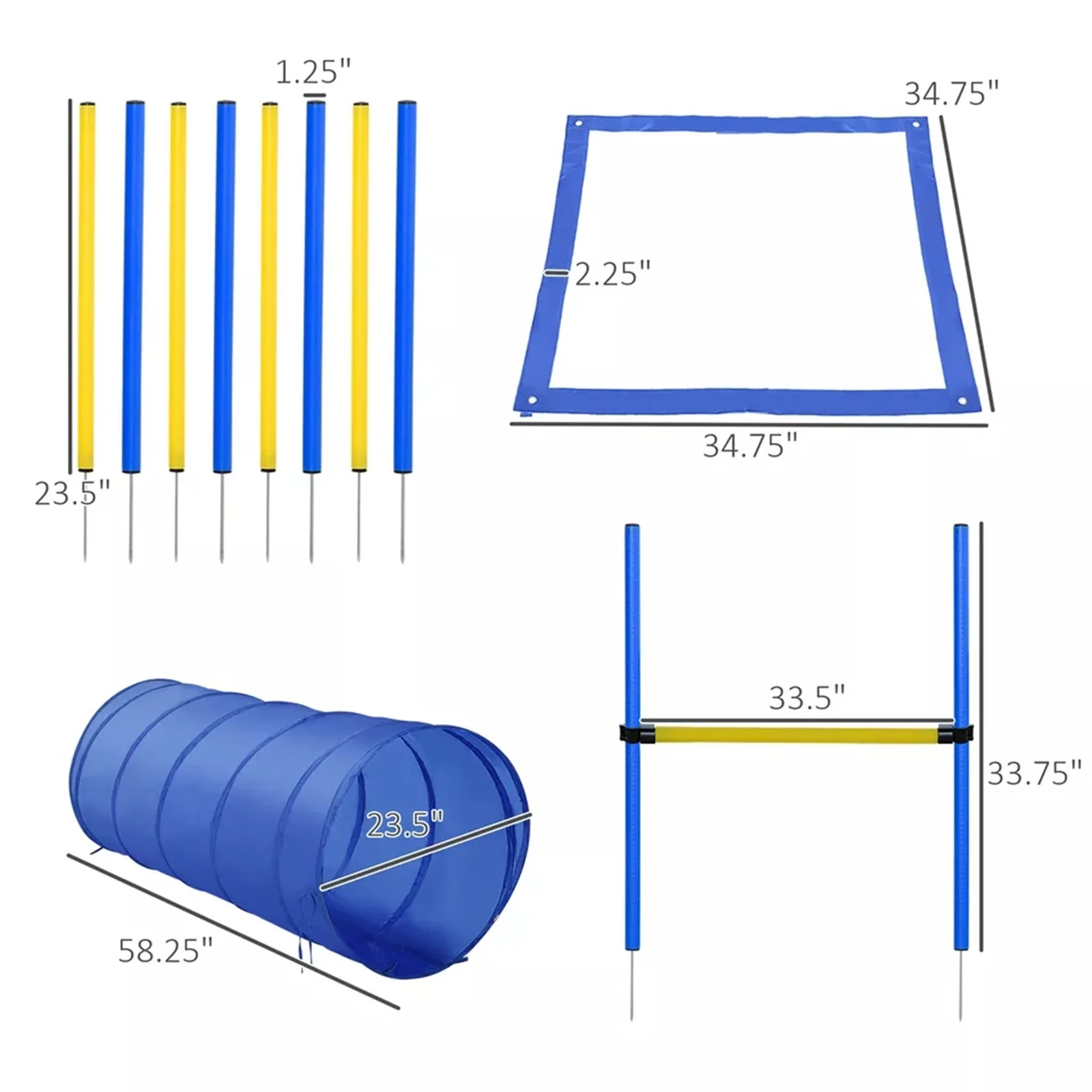 

Backyard Dog Agility Training Kit Obstacle Course Equipment Jumps Tunnel