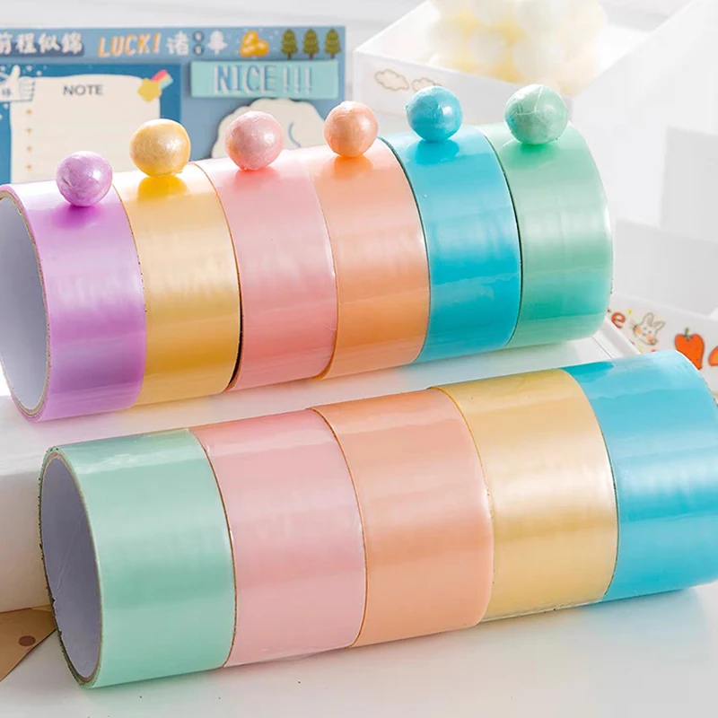 3.6/4.8cm Macaron Color Pressure Relief Sticky Ball Tapes Kids Fun Sticker Ledger Tape Toys DIY Craft Brushed Water Balloon Tape