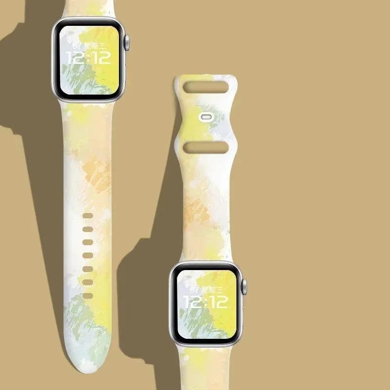 المطبوعة الفرقة ل أبل حزام ساعة 44 مللي متر 45 مللي متر 41 مللي متر 46 مللي متر-40 مللي متر الترا 2 49 مللي متر النساء سيليكون سوار iWatch سلسلة 10 9 8 7 6 5 4 SE