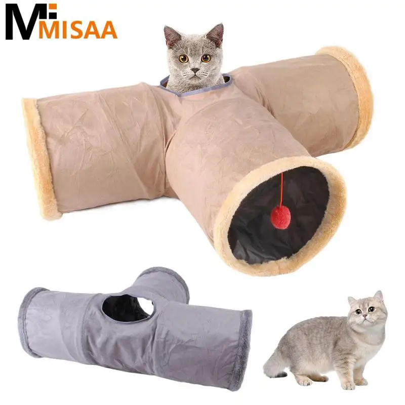 Pet Cat Toys High Quality Folding Three-way Polyester Pet Supplies Pet Crinkle Tunnels Training Play Games Kitten Supplies