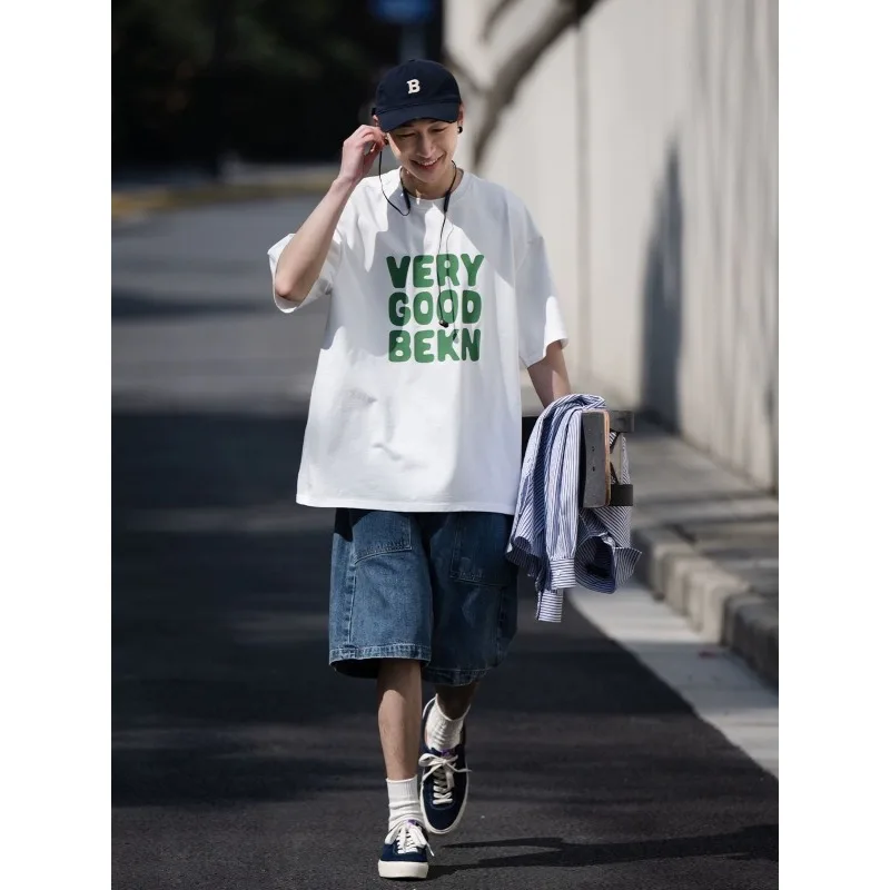 

Мужские темно-синие потертые джинсовые шорты большого размера, летние эластичные модные брюки с несколькими карманами и пятью точками, повседневная мужская одежда